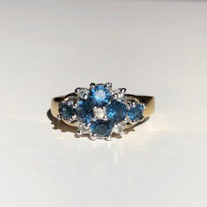 Diamond and Sapphire Gold Ring Size 7
